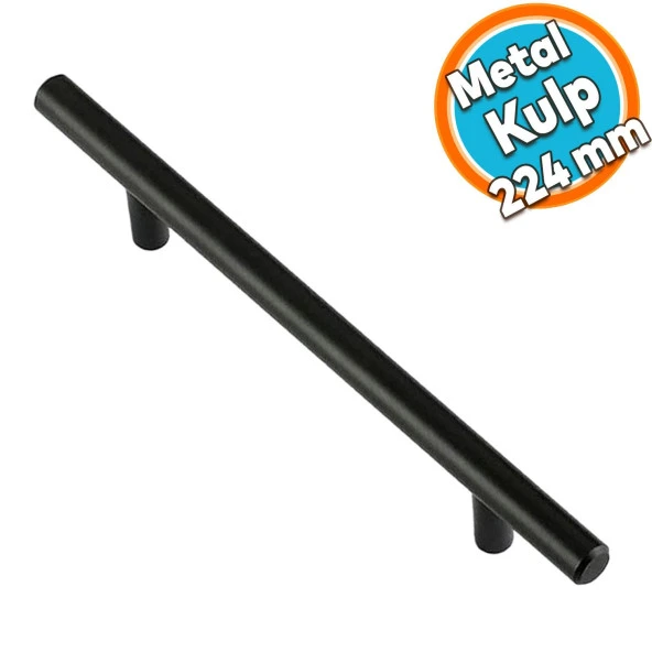 Mobilya Mutfak Çekmece Dolap Kapak Kulpu Kulbu 224 mm Mat Siyah Metal Kulp ürün görseli