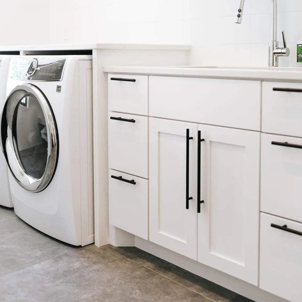 Mobilya Mutfak Çekmece Dolap Kapak Kulpu Kulbu 224 mm Mat Siyah Metal Kulp - Resim 3