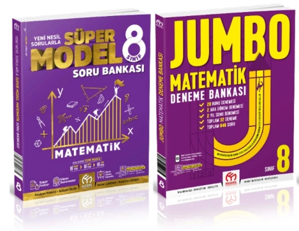 MODEL EĞİTİM YAYINLARI 8. Sınıf Matematik Süper Model Soru Bankası + Jumbo Deneme Bankası (2 Kitap)