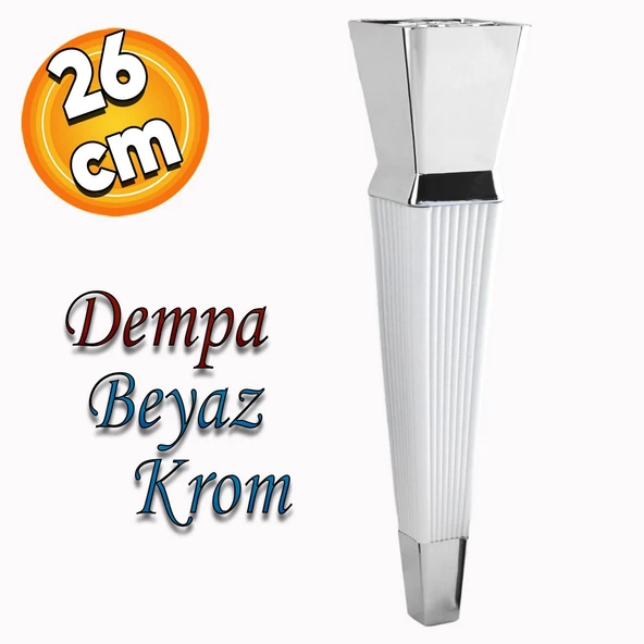 Dempa Lüks Mobilya Oturma Grubu Kanepe Tv Ünitesi Konsol Koltuk Ayağı Baza Ayakları Beyaz Krom 26 Cm