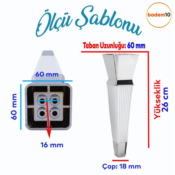 Dempa Lüks Mobilya Oturma Grubu Kanepe Tv Ünitesi Konsol Koltuk Ayağı Baza Ayakları Beyaz Krom 26 Cm - 2