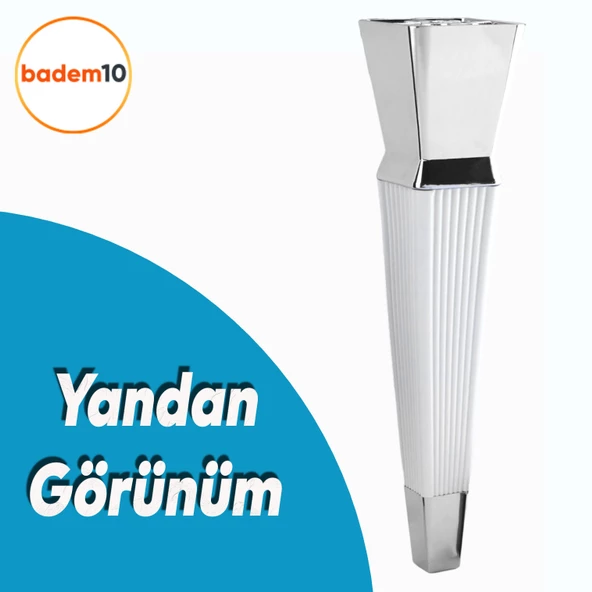 Dempa Lüks Mobilya Oturma Grubu Kanepe Tv Ünitesi Konsol Koltuk Ayağı Baza Ayakları Beyaz Krom 26 Cm - 3