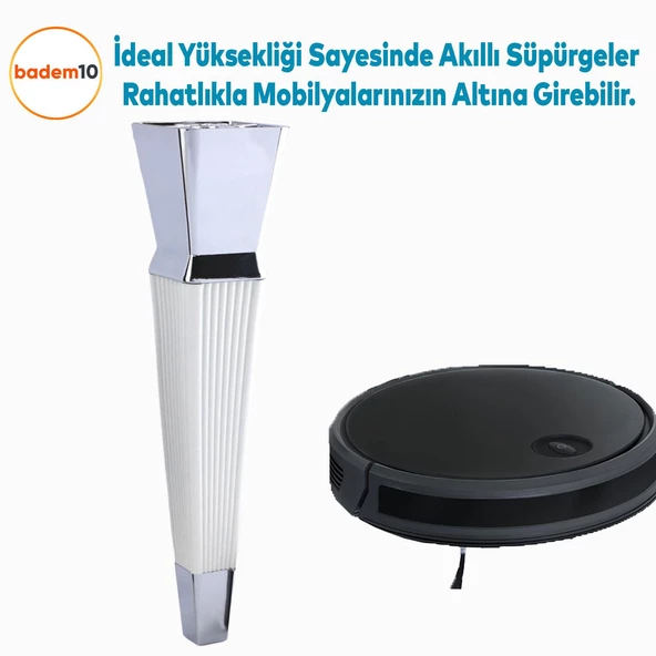 Dempa Lüks Mobilya Oturma Grubu Kanepe Tv Ünitesi Konsol Koltuk Ayağı Baza Ayakları Beyaz Krom 26 Cm - 5