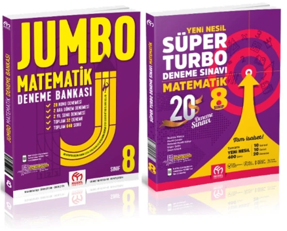 MODEL EĞİTİM YAYINLARI 8. Sınıf Matematik Jumbo Deneme Bankası + Yeni Nesil Süper Turbo Deneme Sınavı (2 Kitap)