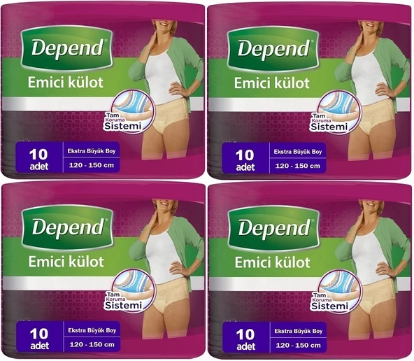 Depend Emici Külot Hasta Bezi XL - Extra Büyük Kadın 40 Adet (4PK*10)