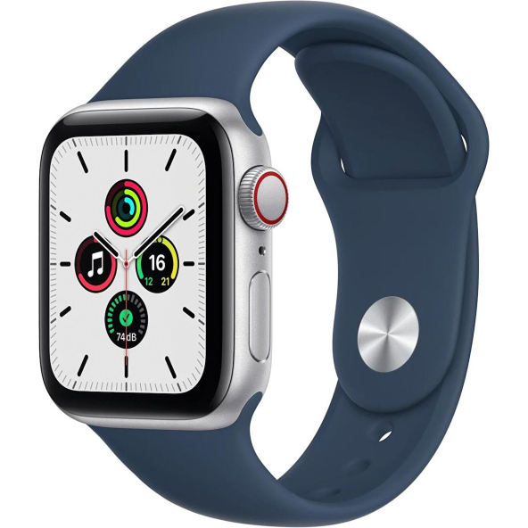 Apple Watch Se MKQV3TU/A Gps + Cellular 40MM Gümüş Rengi Alüminyum Kasa ve Mavi Spor Kordon -TEŞHİR