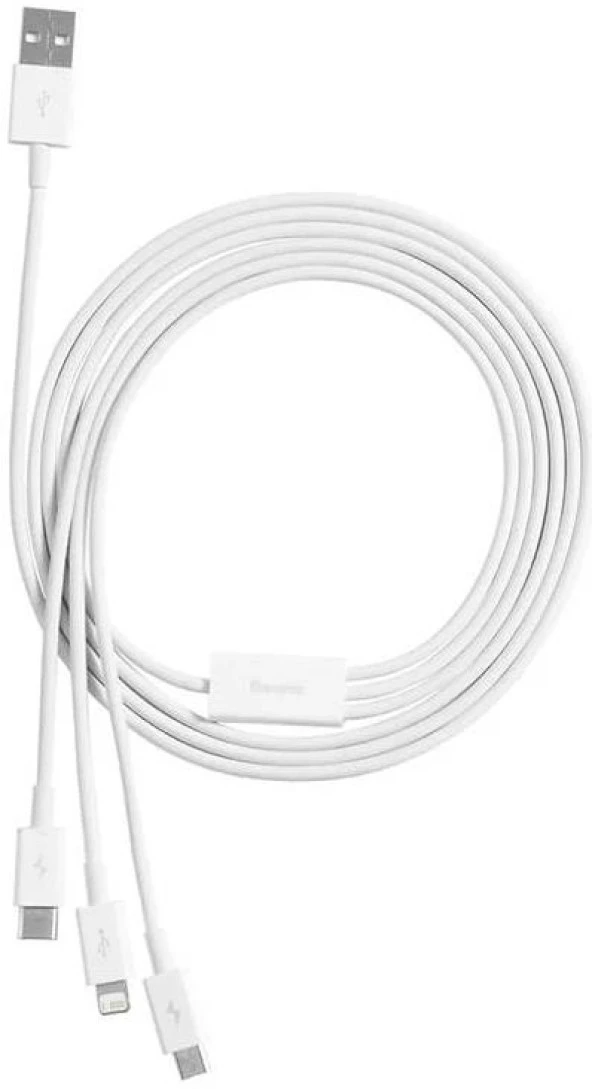 Baseus 3İN1 Micro Type-C iPhone Şarj Kablo Kısa Powerbank Kablosu İphone 11 12 13 14 15 Pro Max Şarj - 3