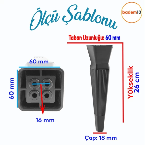 Dempa Lüks Mobilya Oturma Grubu Kanepe Tv Ünitesi Konsol Koltuk Ayağı Baza Ayakları Mat Siyah 26 Cm - 2