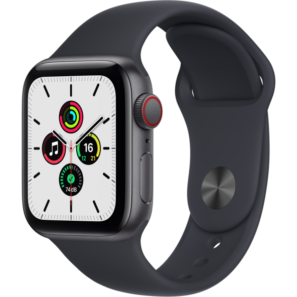 Apple Watch Se MKR23TU/A Gps +  Cellular 40MM Uzay Grisi Alüminyum Kasa ve Siyah Spor Kordon -TEŞHİR