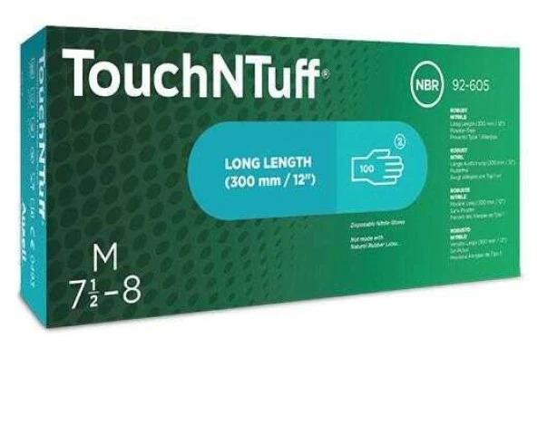 Ansell TouchNTuff 92-605 (300MM/12'')Kimyasal Sıçramalara Karşı D. Nitril Eldiven  (S) BEDEN