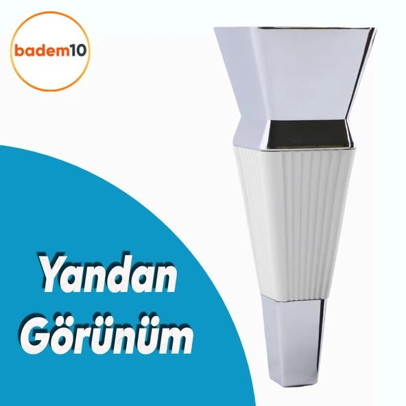 Dempa Lüks Mobilya Oturma Grubu Kanepe Sehpa TV Ünitesi Koltuk Ayağı Baza Ayakları Beyaz Krom 16 cm - 3