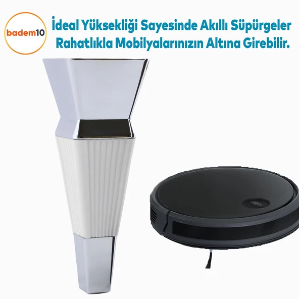 Dempa Lüks Mobilya Oturma Grubu Kanepe Sehpa TV Ünitesi Koltuk Ayağı Baza Ayakları Beyaz Krom 16 cm - 5