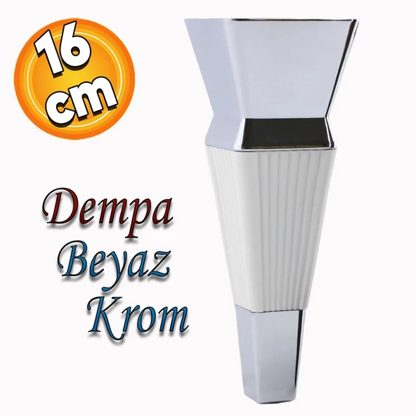 Dempa Lüks Mobilya Oturma Grubu Kanepe Sehpa TV Ünitesi Koltuk Ayağı Baza Ayakları Beyaz Krom 16 cm