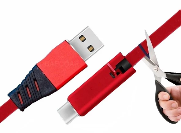 Samsung Xiaomi Huawei 2.1A Yenilenebilir Kesilebilir Type C USB Data ve Hızlı Şarj Kablosu 1,5 Mt