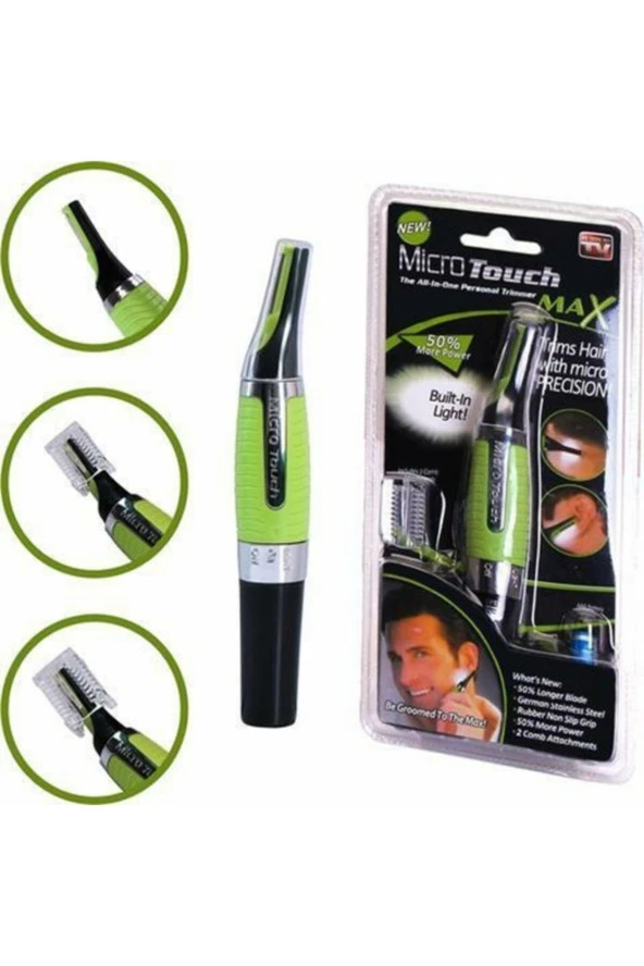 MİORO TOUCH MAX YEŞİL - SİYAH PİLLİ OYNAR BAŞLI YANAK KIL MAKİNESİ (44Pyr34)