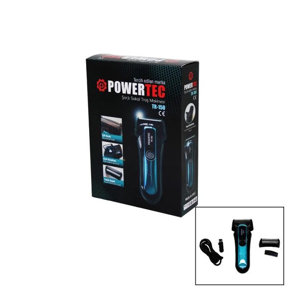 POWERTEC TR-150 ŞARJLI ÇİFT BIÇAK SIFIR SAKAL TRAŞ MAKİNESİ BIYIK DÜZELTME - YEDEK BAŞLIK (44Pyr34)