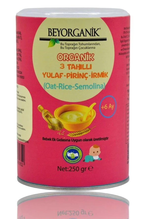 Beyorganik Organik 3 Tahıllı Yulaf Pirinç İrmik 250 Gr