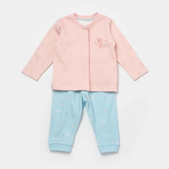 Bibaby Biorganic Always Happy Bebek Pijama Takım 59793 Gül Kurusu Mint