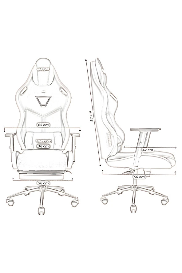 Warrior Aragorn Kumaş Oyuncu Koltuğu - Mavi - Ayak Uzatmalı Bilgisayar Sandalyesi - 1598B0514 - Resim 4