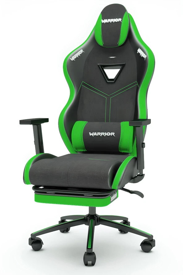Warrior Aragorn Kumaş Oyuncu Koltuğu - Yeşil - Ayak Uzatmalı Bilgisayar Sandalyesi - 1598B0513 - Resim 6