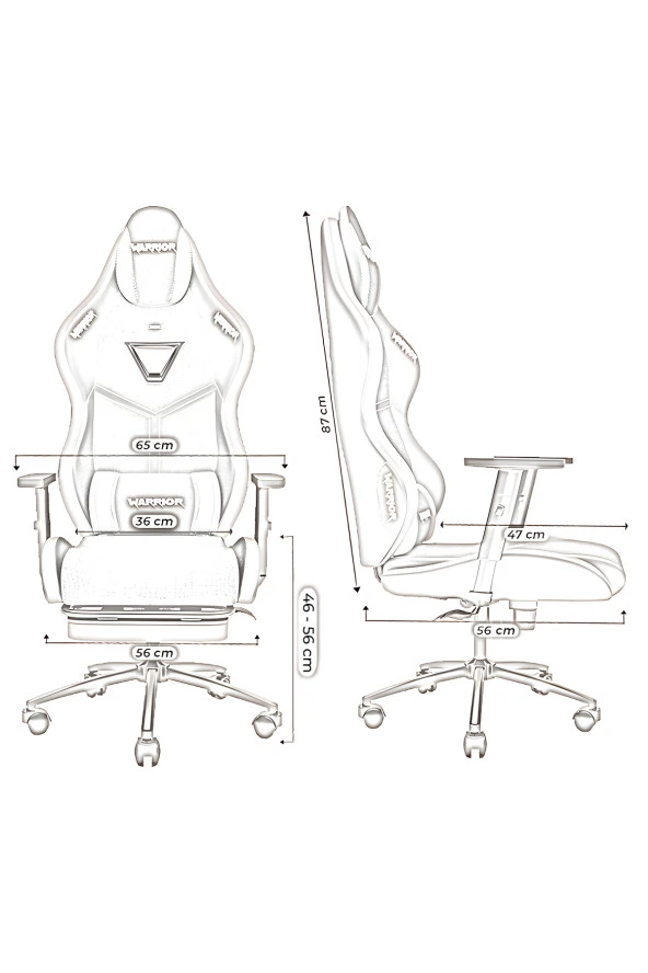 Warrior Aragorn Blanc Deri Oyuncu Koltuğu - Ayna - Ayak Uzatmalı Bilgisayar Sandalyesi 1698B1202 - Resim 4