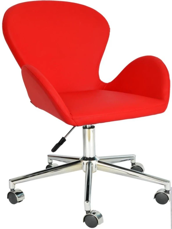 Bürocci Roberta Metal Ayaklı Çalışma Koltuğu-Kırmızı Deri-2069A0116