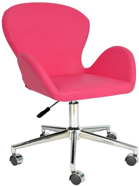 Bürocci Roberta Metal Ayaklı Çalışma Koltuğu-Pembe Deri-2069A0120