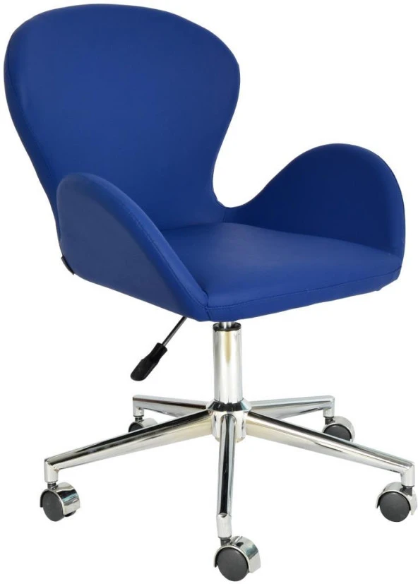 Bürocci Roberta Metal Ayaklı Çalışma Koltuğu-Lacivert Deri-2069A0103 - 2