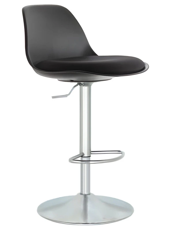 Bürocci Nadya Bar Sandalyesi - Siyah Deri - Metal Ayaklı Bar Taburesi - 9537S0101