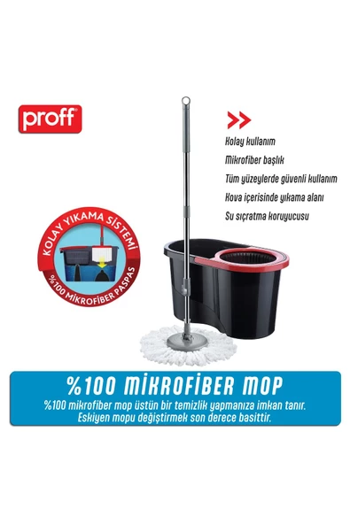 Proff Quantum Siyah Renk Döner Başlıklı Temizlik Seti - Resim 3