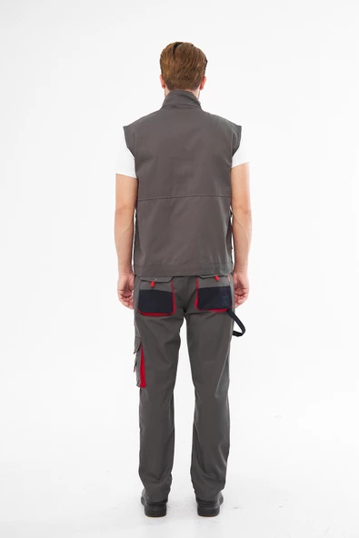 Mervem Harman Karışımı Pantolon Yelek Takım Gri - 5