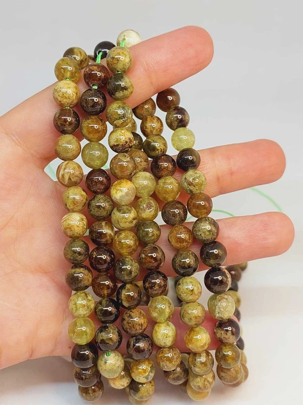 Yeşil Alacalı Lal (Granat) (Garnet) Taşı Dizi 6mm (49226) ürün görseli