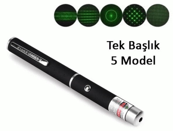 Yeşil Lazer Pointer 500 mW 15 Km Etkili (Tek Başlık 5 Model) (44Pyr34)