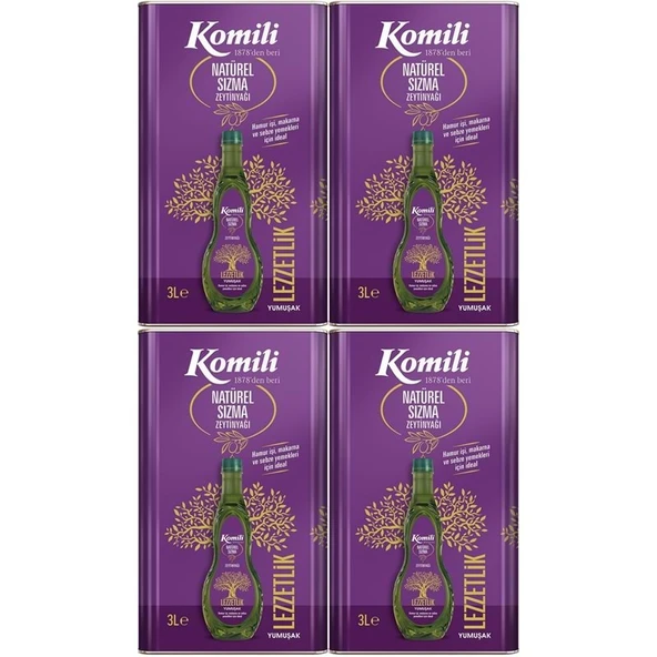Komili Zeytinyağı 12LT Natural Ege Sızması (Teneke) (4PK*3LT)