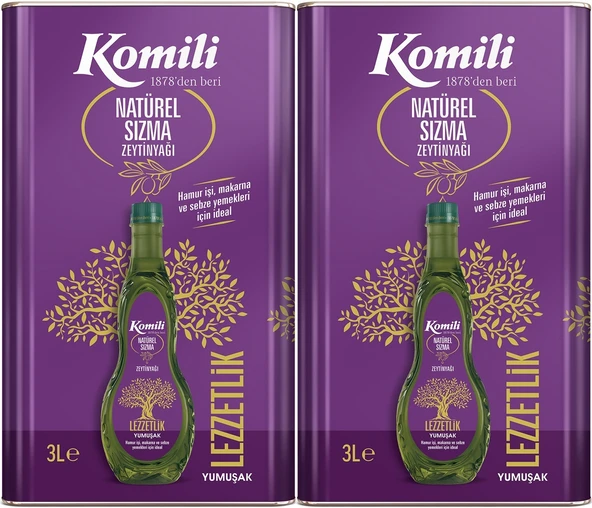 Komili Zeytinyağı 6LT Natural Ege Sızması (Teneke) (2PK*3LT)