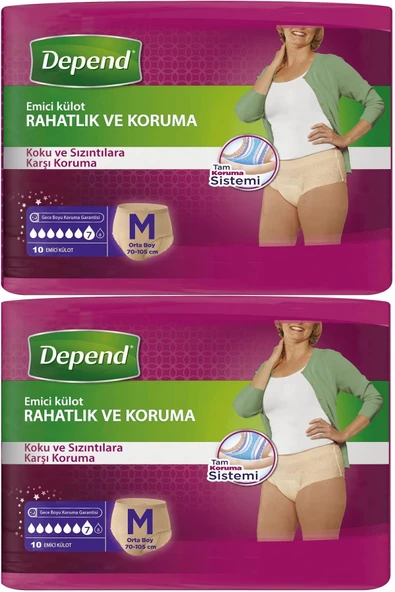 Depend Emici Külot Hasta Bezi Medium - Orta Kadın 20 Adet (2PK*10)