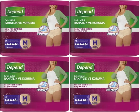 Depend Emici Külot Hasta Bezi Medium - Orta Kadın 40 Adet (4PK*10)