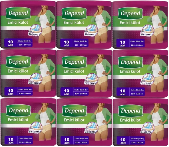Depend Emici Külot Hasta Bezi XL - Extra Büyük Kadın 90 Adet (9PK*10)