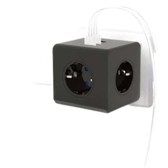Priz Küp Akım Korumalı Isıya Dayanıklı Termal Çocuk Korumalı 3 Priz Girişli 3 USB Girişli Küp Priz - 7