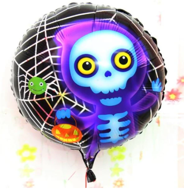 Halloween İskelet Hayalet Folyo Balon 18 inç (44Pyr34)