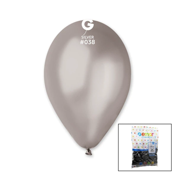 GM-110-38 METALİK - GÜMÜŞ BALON 11&apos;&apos; - 28CM - 100 ADET (44Pyr34)