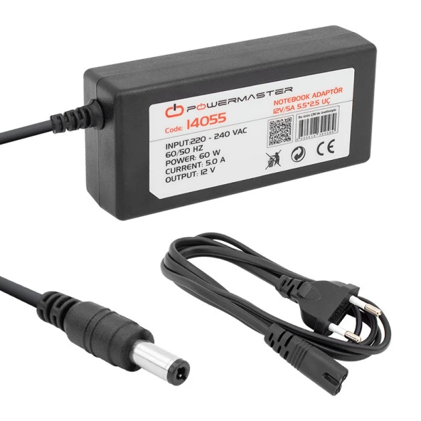 12 VOLT - 5 AMPER 5.5*2.5 UÇLU PLASTİK KASA MASAÜSTÜ ADAPTÖR (44Pyr34)