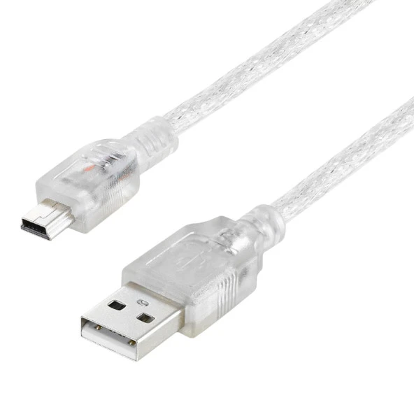 IPOD ŞARJ ALETİ KABLOSU USB 5 PİN GENİŞ 1.5 METRE ŞEFFAF  (SL-UK5) (44Pyr34)