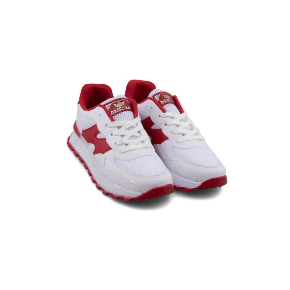 Mega Rahat İç Taban Beyaz Kırmızı Renk Fileli Dış Yüzey Bağcıklı Günlük Ayakkabı Sneakers - 2