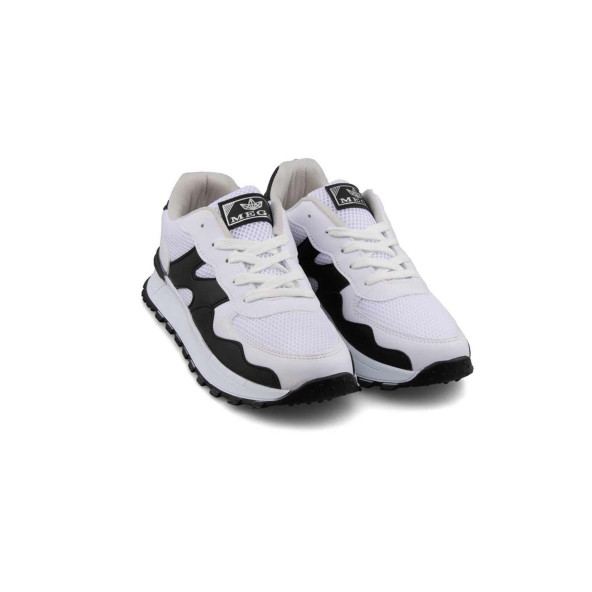 Mega Rahat İç Taban Beyaz Siyah Renk Fileli Dış Yüzey Bağcıklı Günlük Ayakkabı Sneakers - 2