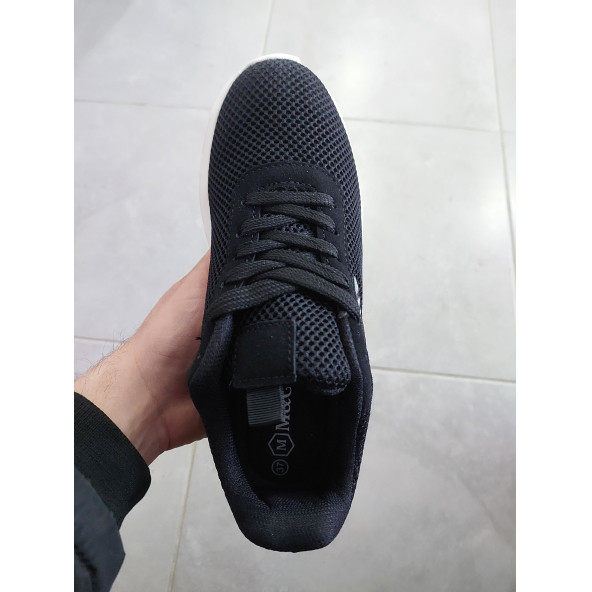 Mega koyu Siyah Unisex Nefes Alır Fileli Rahat Taban Günlük Ayakkabı - 3