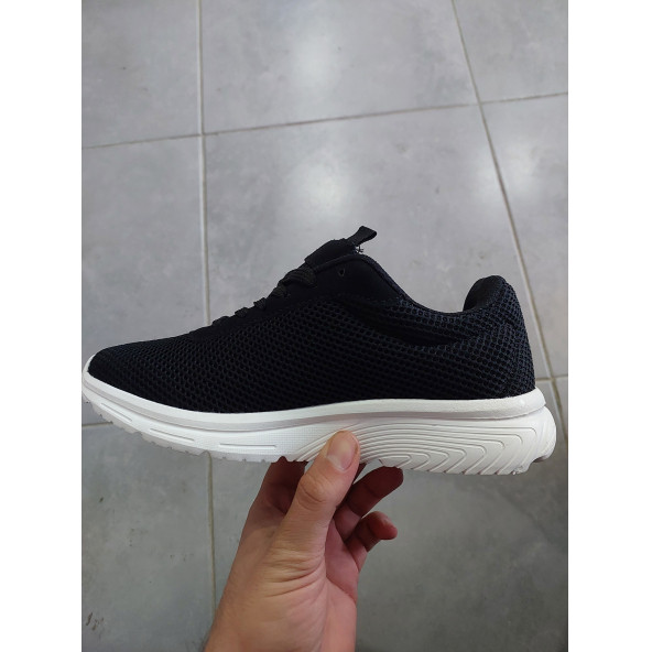Mega koyu Siyah Unisex Nefes Alır Fileli Rahat Taban Günlük Ayakkabı - 4