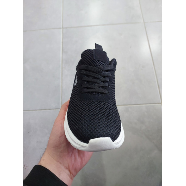 Mega koyu Siyah Unisex Nefes Alır Fileli Rahat Taban Günlük Ayakkabı - 5