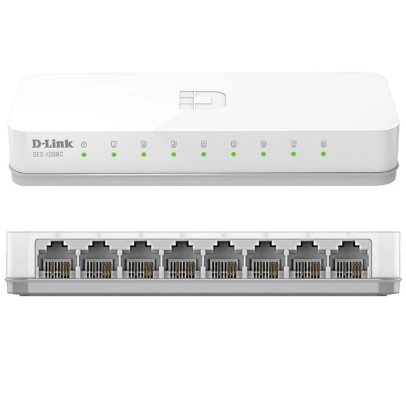 D-LINK DES-1008C 10/100 MBPS 8 PORT ETHERNET SWITCH (44Pyr34)