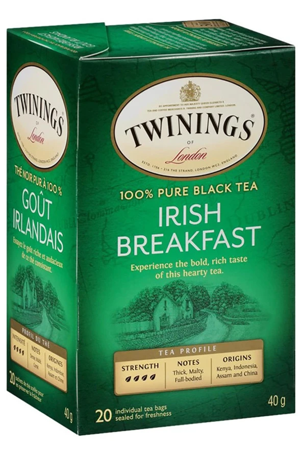 Twinings Irish Breakfast Bardak Poşet Çay 20 Adet